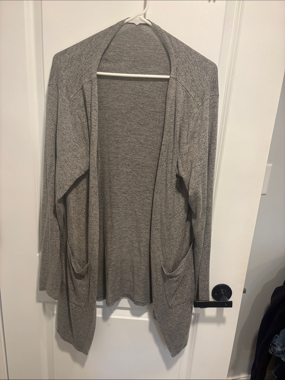 Gray/Green Open-Front Women's Cardigan Sweater